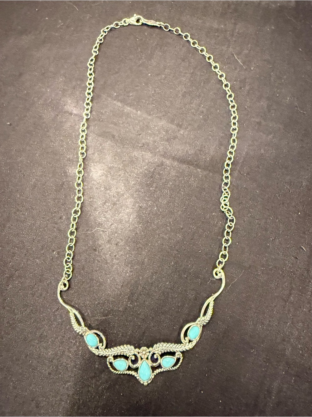 American West Silver-Tone Necklace with Turquoise Blue Stones